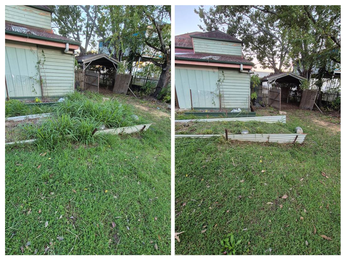 Before and after backyard tidy-up in Ipswich