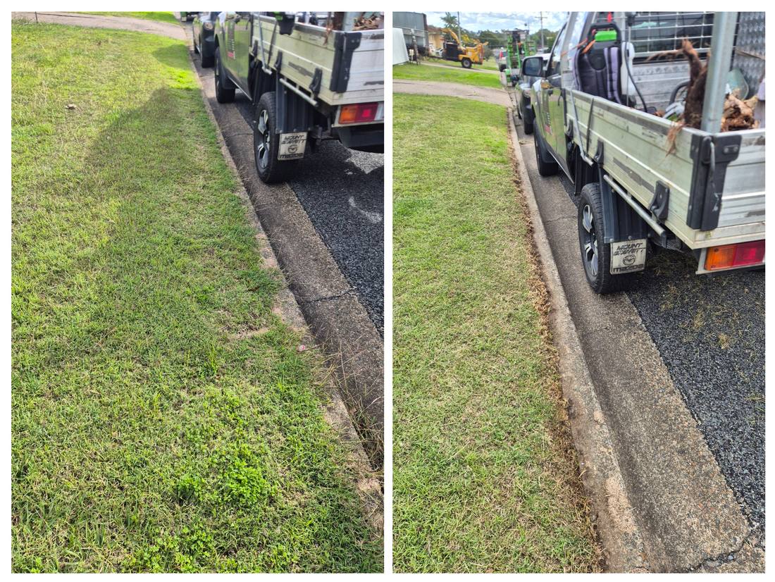 Before and after edging along a driveway kerb in Ipswich
